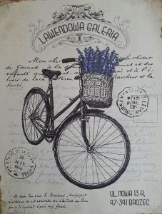 un dibujo de una bicicleta con una canasta. en Lawendowa Galeria MINI, en Brożec