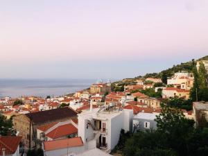 a view of a city from above at Apartment in Marathokampos Samos in Samos +8 photos