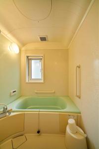 a bathroom with a green tub and a toilet at Guest House Kingyo - Vacation STAY 14497 in Sapporo