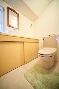 uma casa de banho com um WC, um lavatório e um tapete em Guest House Kingyo - Vacation STAY 14498 em Sapporo