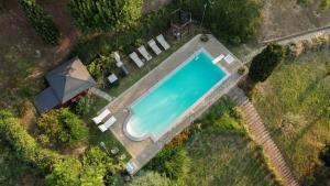 an overhead view of a swimming pool in a yard at Cascina Solaro in Asti