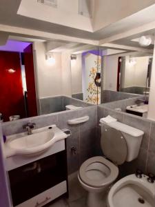 a bathroom with a white toilet and a sink at Departamentos Suites in Puerto Madryn