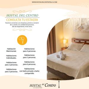 a poster for a hotel del centro in a hotel room at Hostal Del Centro Talca in Talca