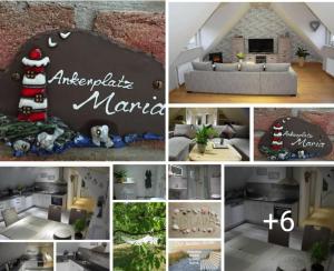 a collage of pictures of a living room at Ankerplatz Maria (Zuhause an der Ostsee) in Ratekau