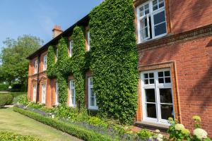a red brick building with ivy growing on it at Worlington Hall in Worlington