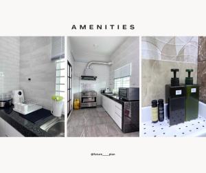 een collage van drie foto's van een keuken bij Future Plan Airbnb in Tawau