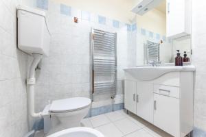 a white bathroom with a toilet and a sink at Aosta Centre Apartments - Porta Pretoria 56 in Aosta +30 photos