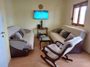 a living room with two couches and a flat screen tv at Apartman Žabljak in Žabljak