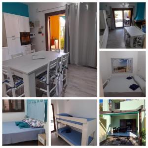 un collage de fotos con una mesa y una habitación en Casa Mael, en Villasimius