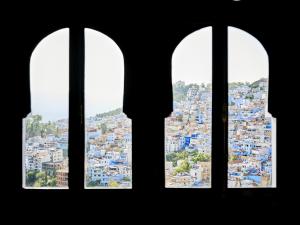 Vista generica su Chefchaouen o vista sulla città dall'interno dell'hotel