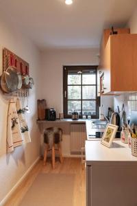 Kuchyň nebo kuchyňský kout v ubytování Das Waldseechalet Märchenhafter Waldseeblick - moderne Wohnung mit Infrarotsauna