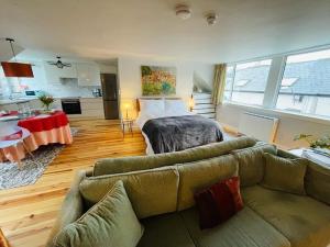 a living room with a bed and a couch at Paris Rooftop Studio at The Residence, Bantry in Bantry