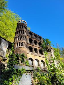 an old building with vines growing around it at The Granary Corris on the edge of the Dyfi Forest in Corris