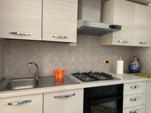 a kitchen with a sink and a stove top oven at OltreMare - San Salvo Marina in Marina di Montenero