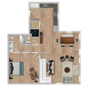 Půdorys ubytování Blue Sky Cabin - Built in 2023 this 3 bed 2,5 bath home has gorgeous views