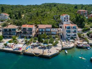 an aerial view of a resort on the water at Apartments Edera in Tivat