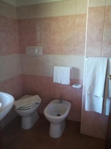 La salle de bains est pourvue de toilettes et d'un lavabo. dans l'établissement Agriturismo Su Birde, à Orosei