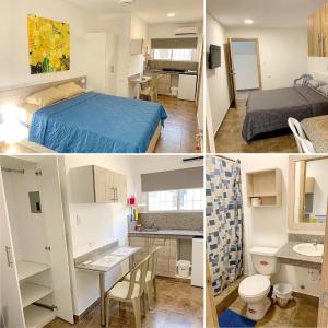 un collage de fotos de un dormitorio y una sala de estar en Airbnb Urbanor, en Guayaquil