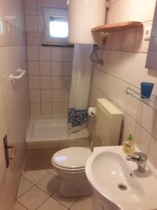 a bathroom with a white toilet and a sink at Apartments with a parking space Sutivan, Brac - 5654 in Sutivan