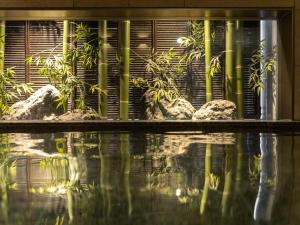 a window with plants in a room with water at Super Hotel Premier Akasaka in Tokyo