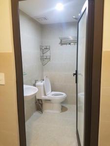 La salle de bains est pourvue de toilettes et d'un lavabo. dans l'établissement THANH XUÂN HOMESTAY, à Đà Nẵng