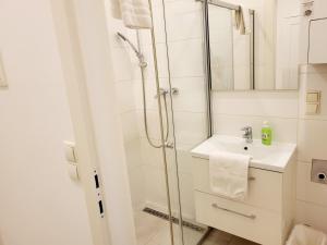 een badkamer met douche en wastafel bij Buchengasse Apartment Vienna - Free Highspeed-Internet in Wenen
