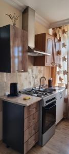 a kitchen with a stove and a counter top at TsalKo in Tsalka