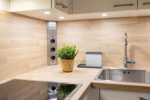 Η κουζίνα ή μικρή κουζίνα στο Ferienwohnung Meeresstrand, App 304