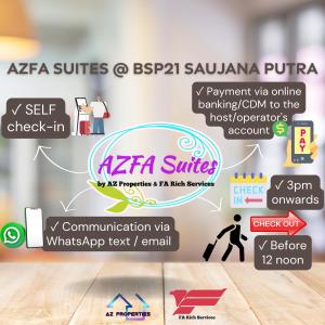a flyer for aza services gps appointment with a screenshot at Bandar Saujana Putra BSP 21 AZFA Suite [FREE WiFi] in Jenjarum