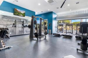 a gym with several tread machines in a room at Playa Vista 2br w gym pool nr beach LAX LAX-1085 in Los Angeles