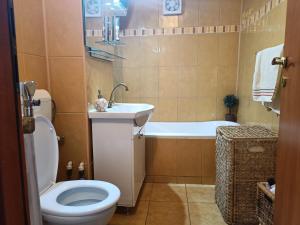 łazienka z toaletą, umywalką i wanną w obiekcie Grati’s house w Konstancy