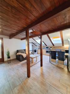 un salon avec un canapé et une table dans l'établissement Apartmani Kozala, à Rijeka