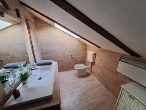 une salle de bain avec un lavabo et des toilettes dans l'établissement Apartmani Kozala, à Rijeka 39 autres photos