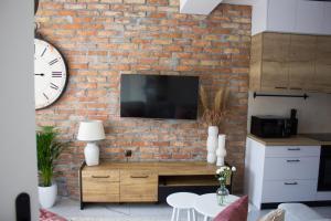 TV a/nebo společenská místnost v ubytování Apartament Miętowy Rumianek