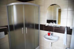 een badkamer met een douche en een wastafel bij Villa Aurora in Međugorje