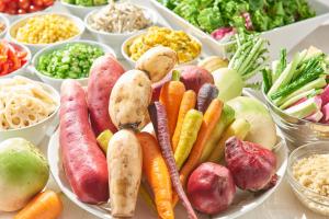 a plate of different types of vegetables on a table at Hakata Excel Hotel Tokyu in Fukuoka