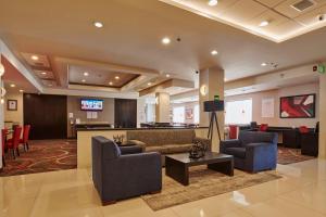 チワワにあるHoliday Inn Express & Suites Chihuahua Juventud, an IHG Hotelのソファとテレビ付きのロビー