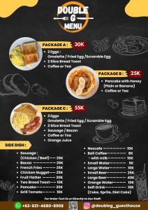 a menu for a restaurant with food on a chalkboard at Double-G Guest House in Nusa Penida