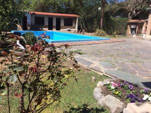un patio trasero con piscina y jardín en Yala in 