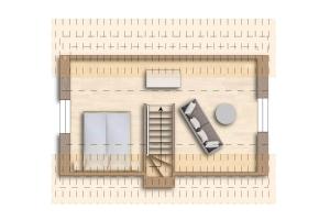aometric view of a building with a floor plan at Ferienhaus Chrissi, Rankwitz, Quilitz in Quilitz