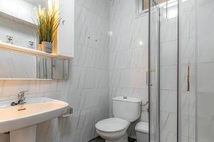 a bathroom with a toilet and a sink and a shower at Vistas al Teide y al mar 4 in Puerto de la Cruz
