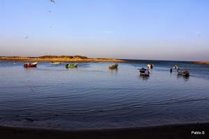 a group of boats in a large body of water at Dor Country Lodging in Dor