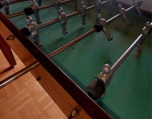 an overhead view of a pool table with green mats at Dépaysement à la campagne in Saint-Martin-de-Sanzay