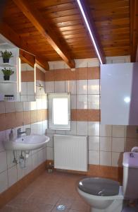 łazienka z toaletą i umywalką w obiekcie Amara w mieście Artemida