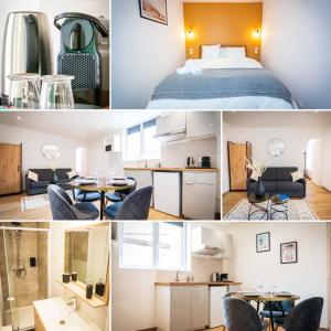 a collage of photos of a bedroom and a room at L'Albatros 009 - Hypercentre * Cosy * Wifi in Saint-Quentin