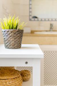 duas plantas numa mesa branca numa casa de banho em EL DIAMANTE em Casares