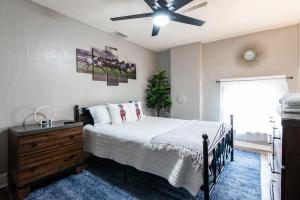 a bedroom with a bed and a ceiling fan at Suite near downtown Louisville, KY - Suite XII in Louisville