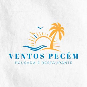 ein Logo für ein Resort mit einer Palme und dem Meer in der Unterkunft Pousada Ventos Pécem in São Gonçalo do Amarante