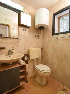 a bathroom with a toilet and a sink at Villa Rošin with Garden&Pool in Milna
