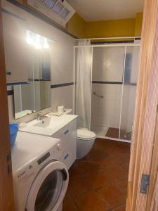 La salle de bains est pourvue d'un lave-linge et de toilettes. dans l'établissement Casa barbacoa, patio en la playa, à Santa Cruz de Tenerife